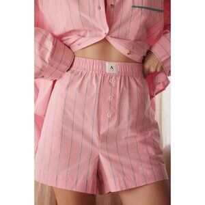 The Wren Boxer Shorts Lilac Emerald Stripe L